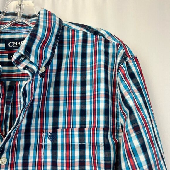 Chaps Mens Button Down Shirt Multicolor Plaid Long Sleeve Collar Pocket L - Picture 6 of 10